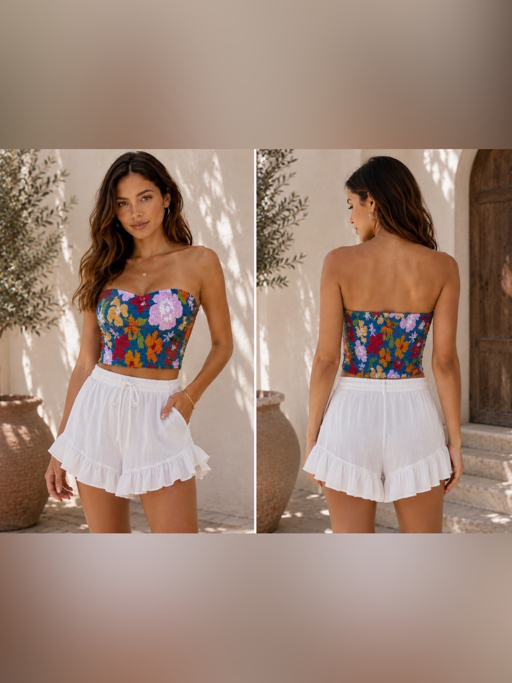 Billabong Keep It Simple Smocked Crop Top Size Large Floral Print